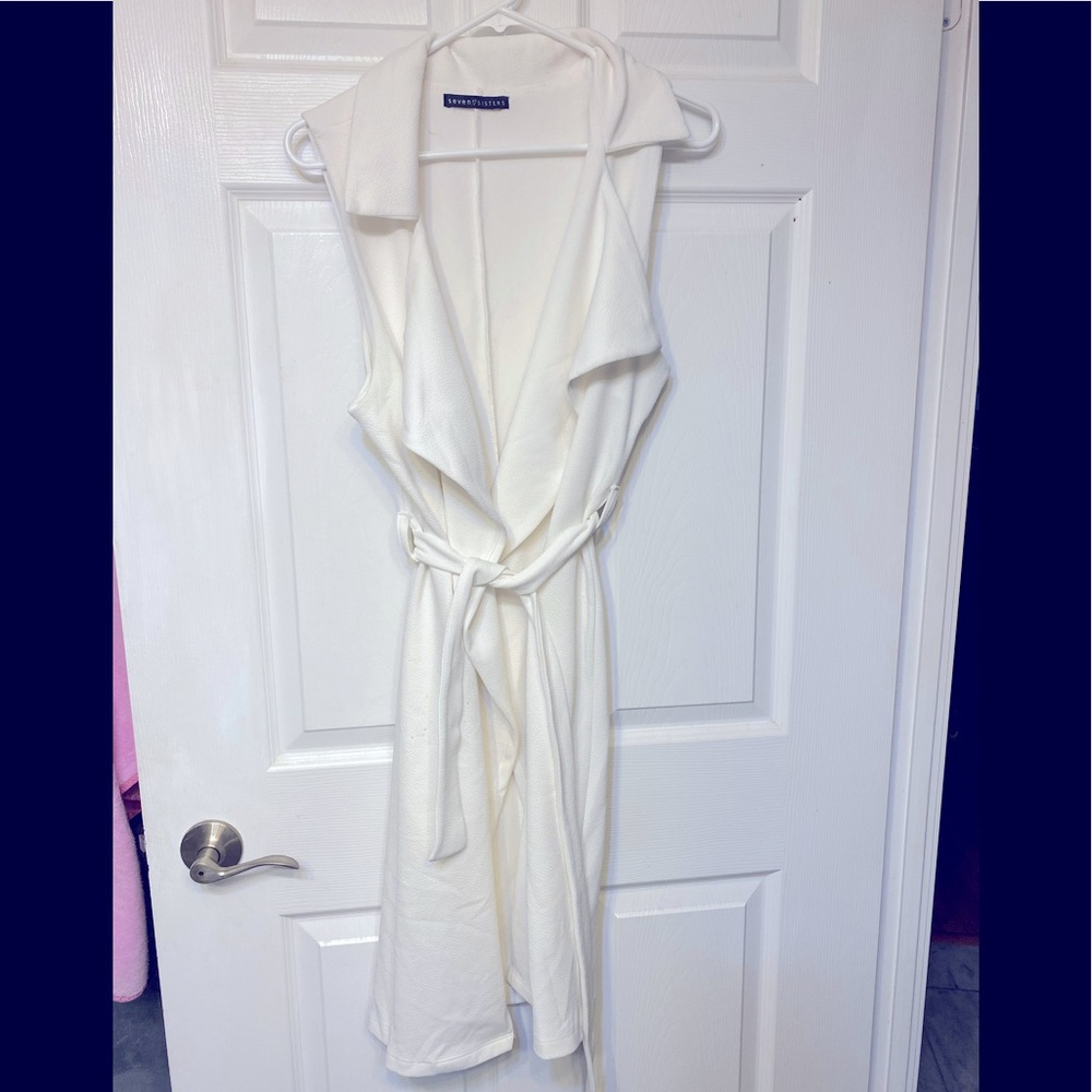 Sleeveless big collar wrap over/shirt- light jacket good for spring summer